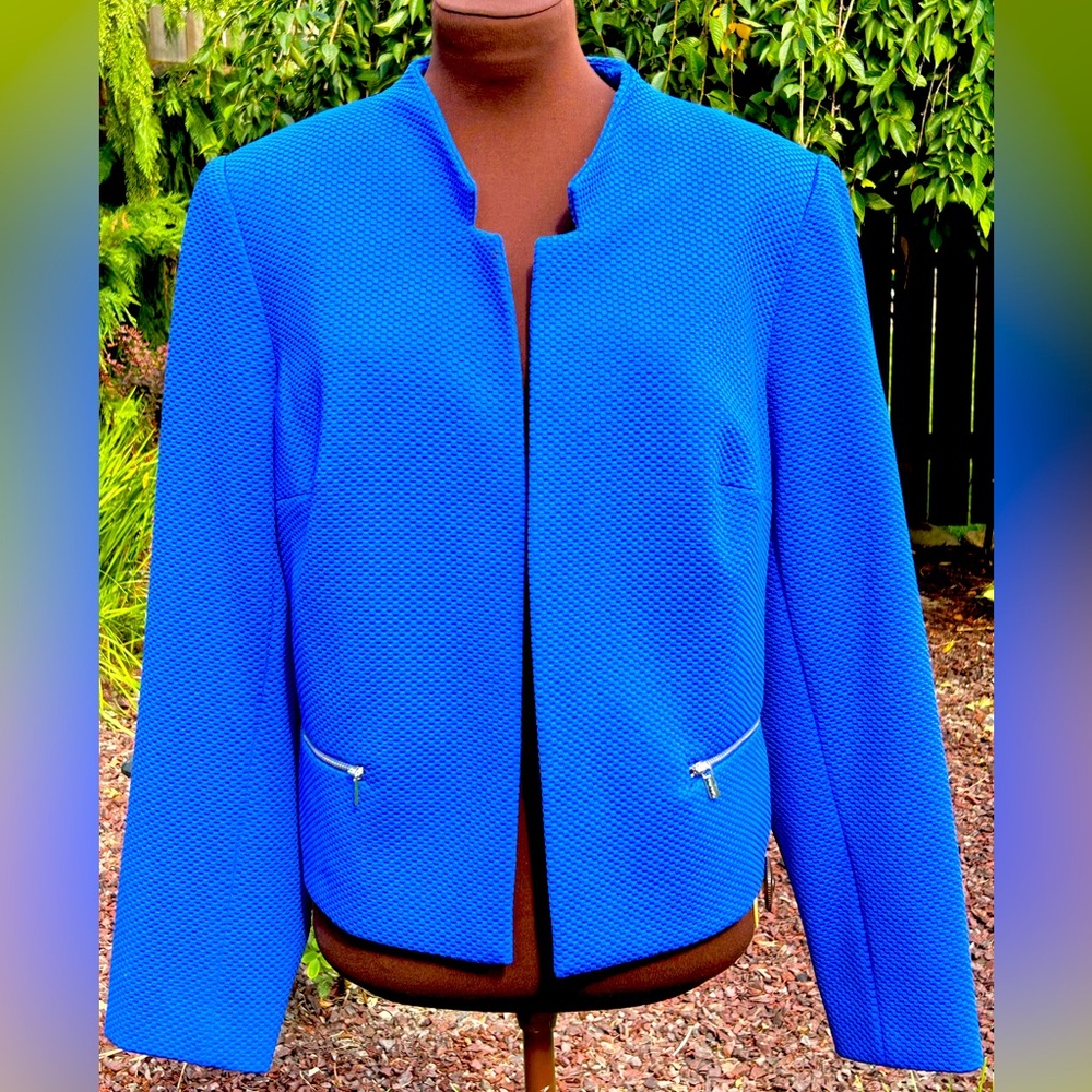 CALVIN KLEIN s14 gorgeous, rich cobalt jacket-looks NEW-slightly cropped-lined
